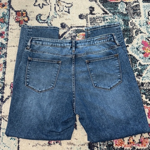 Vigoss Medium Wash Whiskered High Rise Stretch Denim Marley Straight Jeans sz 16 - Picture 3 of 9